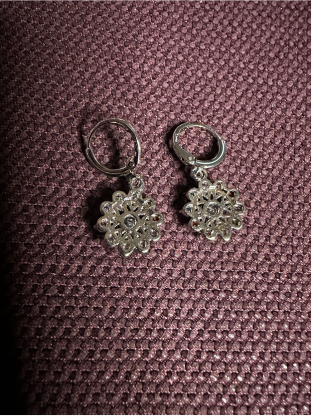 Multicolor & Silver Flower Drop Earrings - Picture 5 of 5